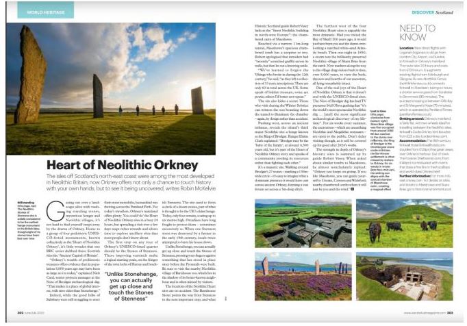 Wanderlust Magazine Heart of Neolithic Orkney Article - June 2023