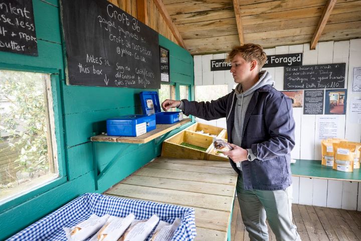 Jordan, our Multimedia team, collecting his order from Croft 36, Outer Hebrides