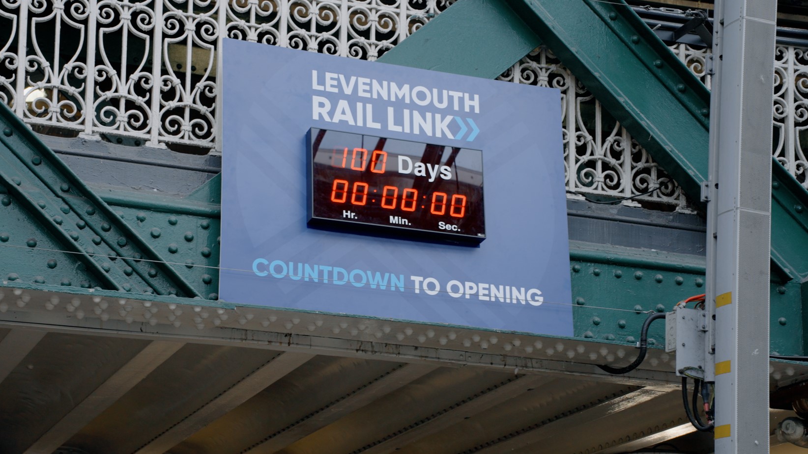 countdown clock on a railway station platform