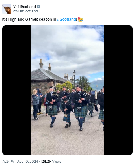 screenshot of VisitScotland's X account