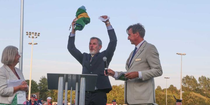 Handover of the Island Games flag to Gordon Deans, chair of the organising committee