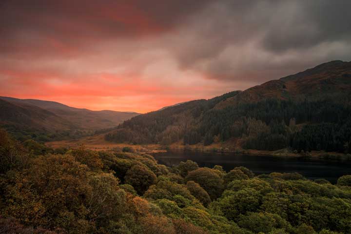 View of a mountain area at dawn